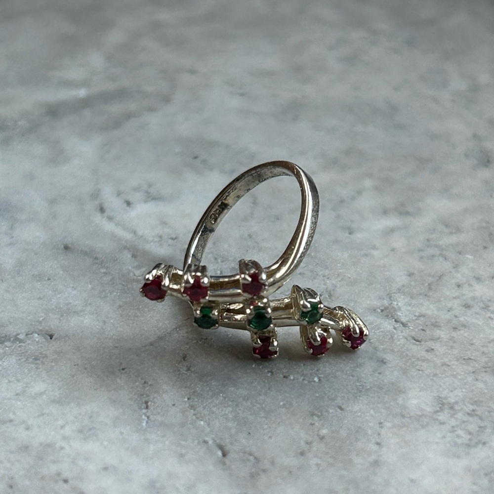 Vintage Ruby Emerald Ring, Simulated Stones, Gold… - image 6